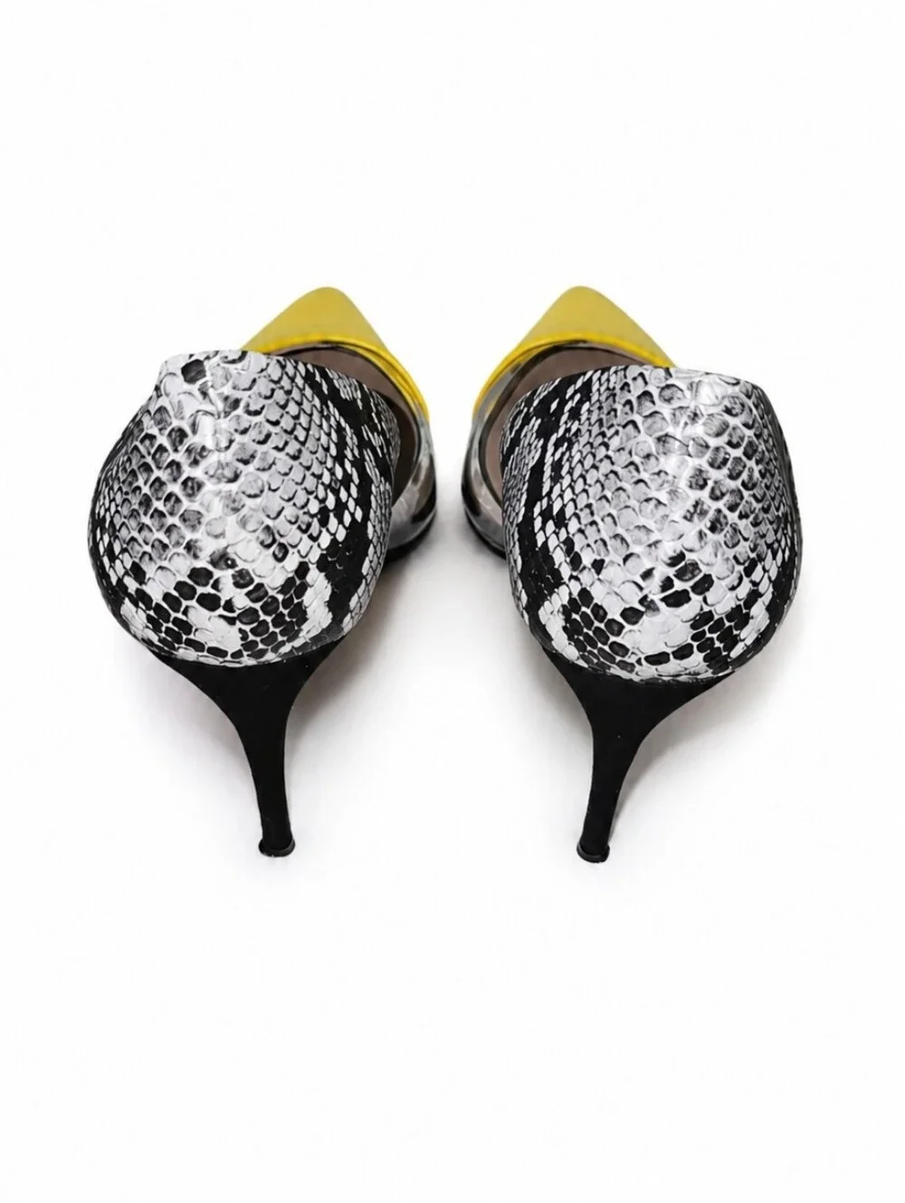 Mix No. 6 DSW Yellow Snake Print Clear Panel Heels - Size 10